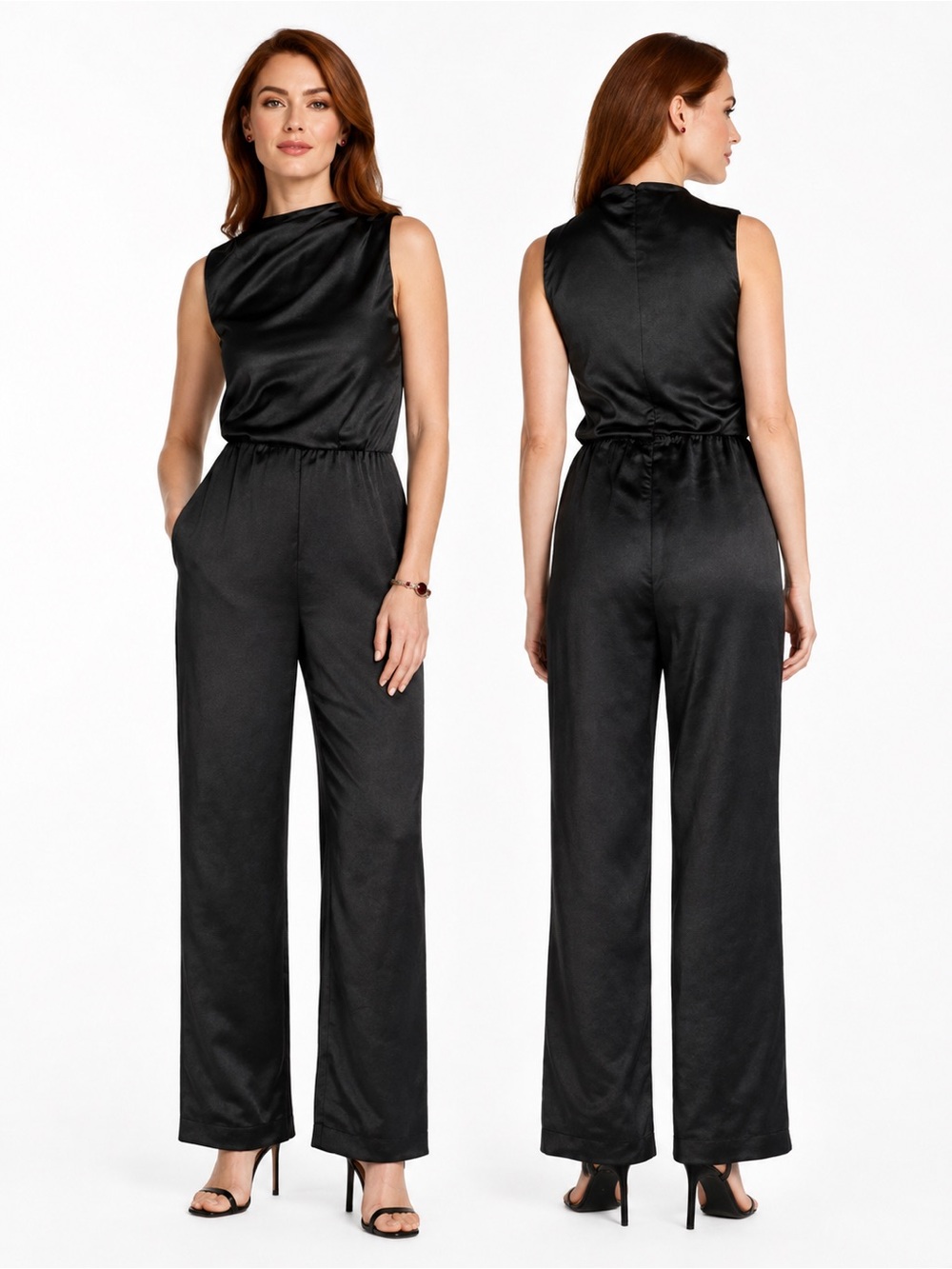 Nine Eight Black Jumpsuit crushed velvet NWT Size 12